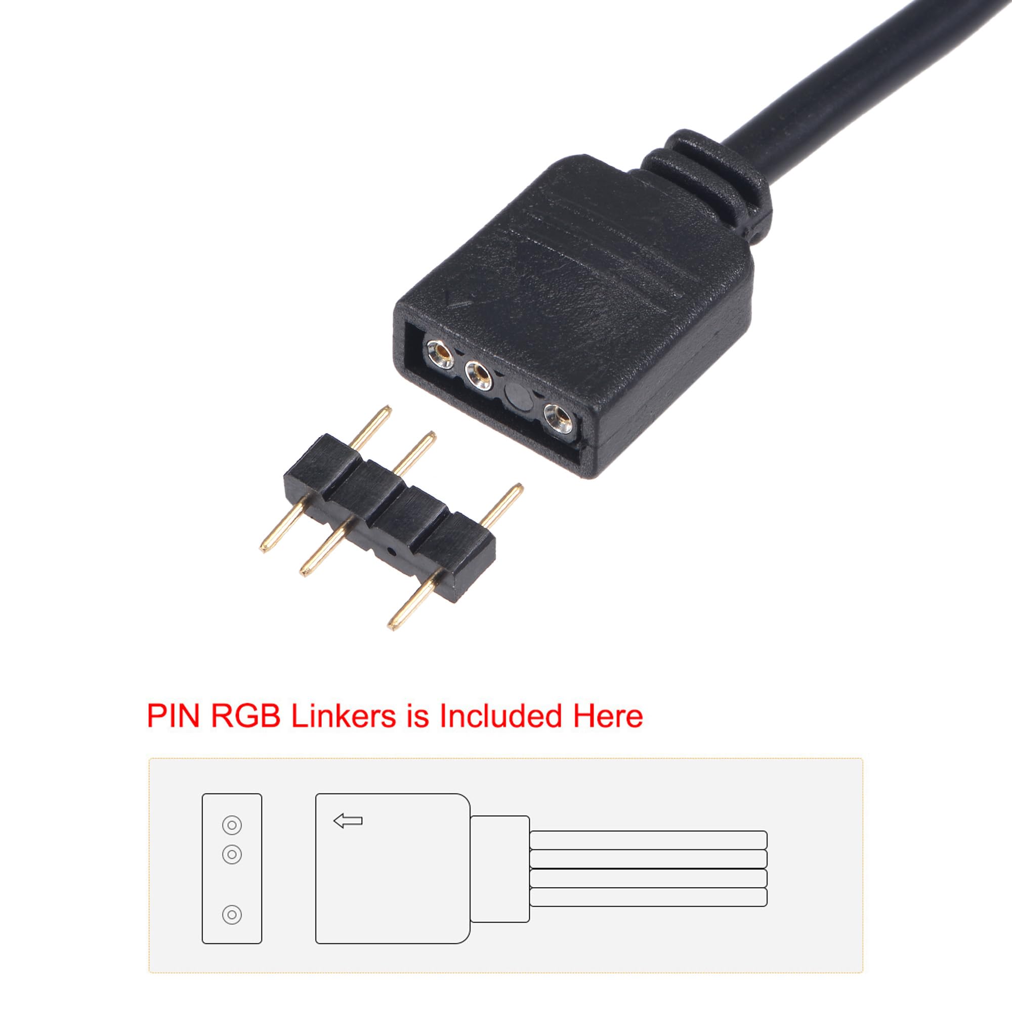 PATIKIL ARGB 50cm Wyprowadzenie Kabel, 3 Zestaw 1 do 1 Kobieta z 3P Złącze dla 5050 3528