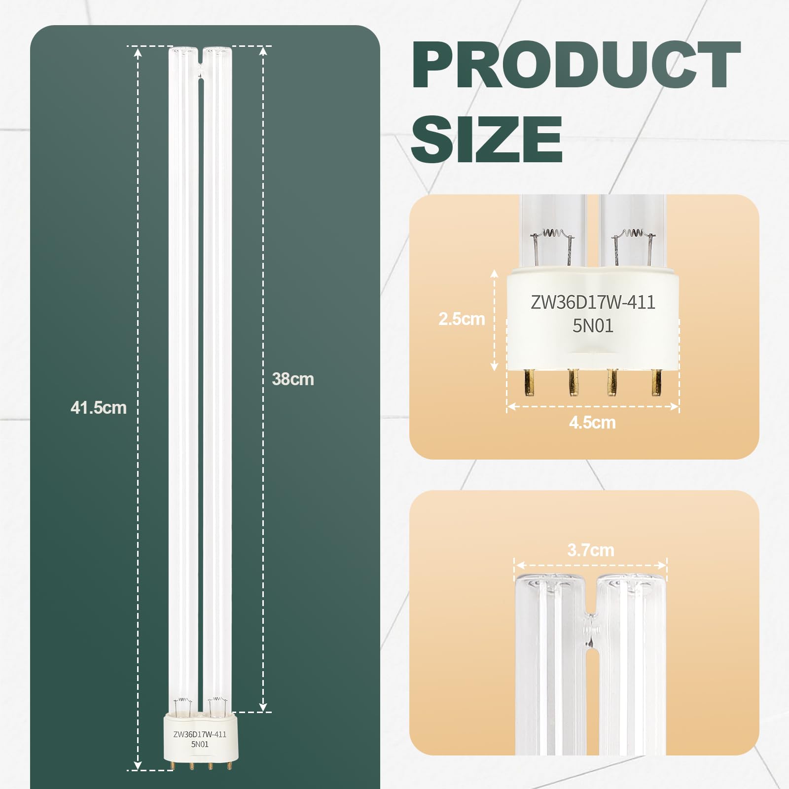 CPROSP 3 Pcs UVC Lampe de Remplacement 41,5cm, 36W 2G11 Culot Ampoule UV, Lampe de Désinfection UV, pour Machine à filtres UVC Pond ou clarificateurs