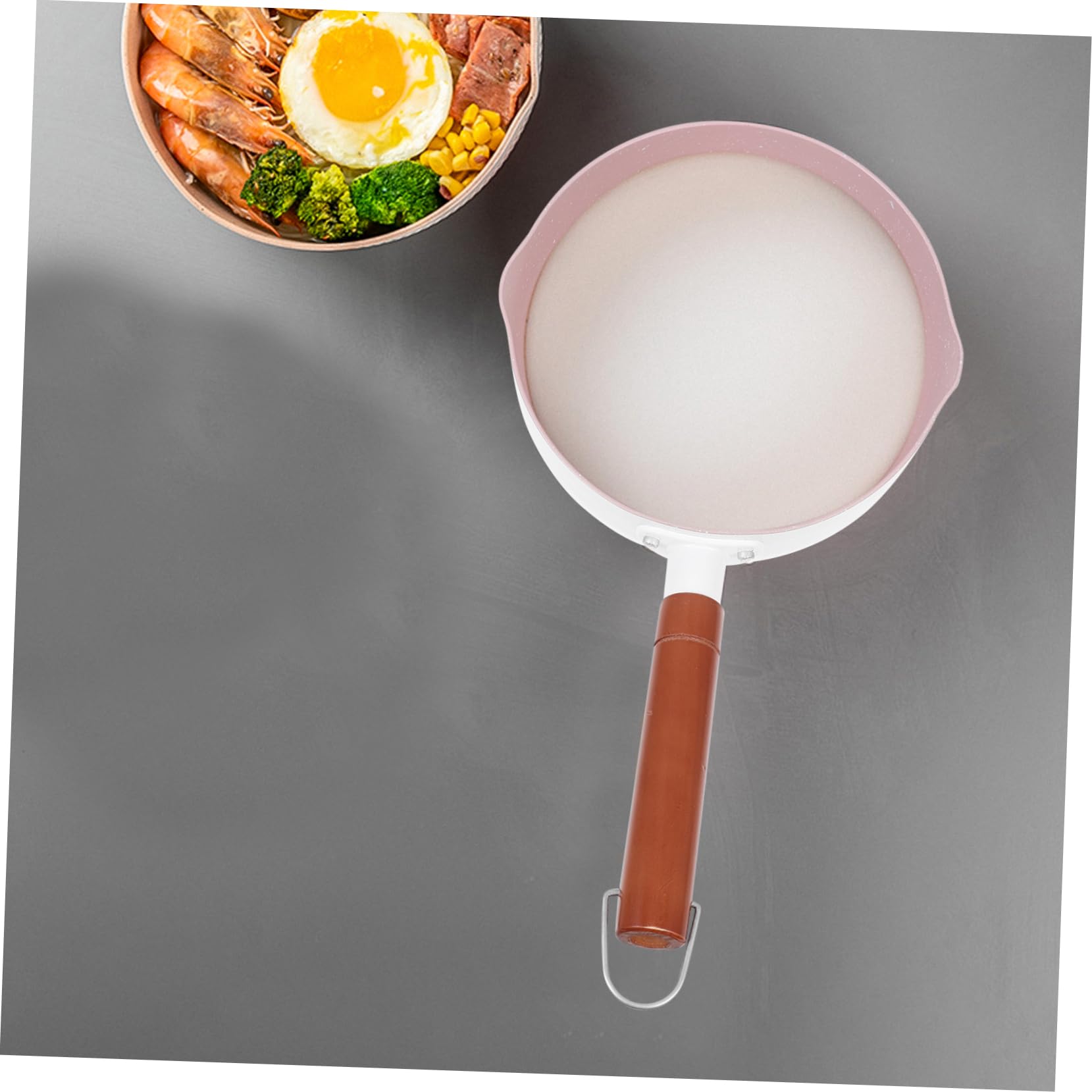 Japanischer Aluminiumtopf im Japanischen Stil mit Holzgriff Babybrei Topf ohne Deckel Leicht zu Reinigen die Zubereitung von Babynahrung zu Hause