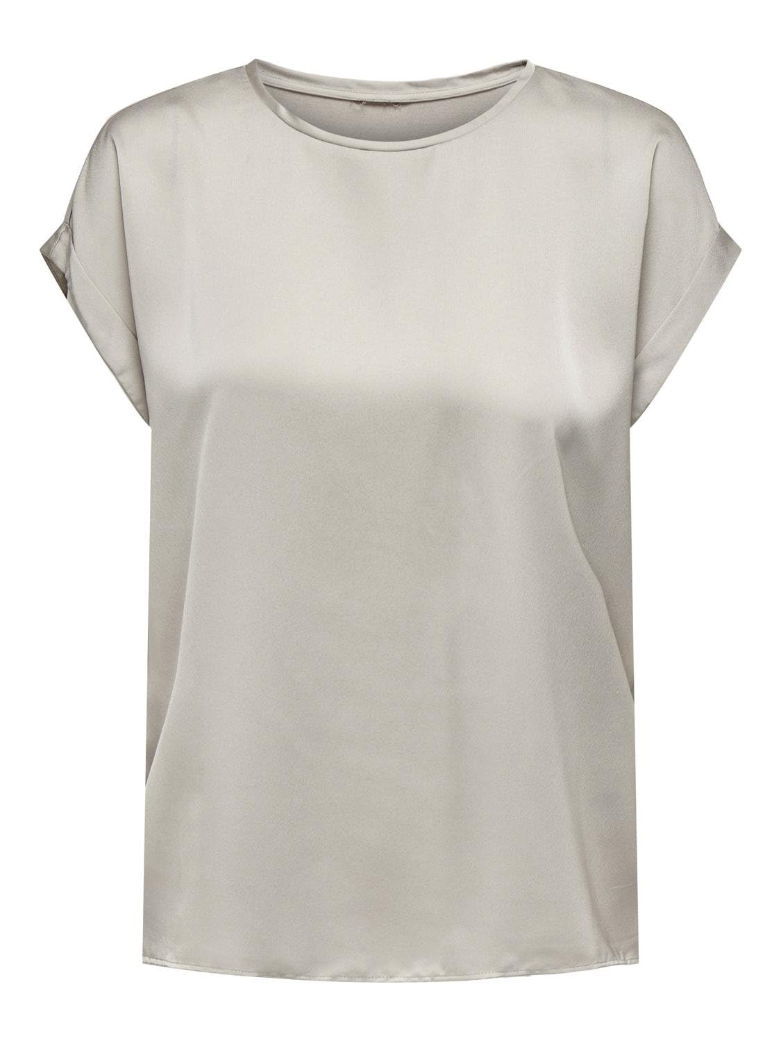 ONLY Women's Onllieke S/S Satin Mix Top WVN Noos Short-Sleeved Blouse, Brown, XL