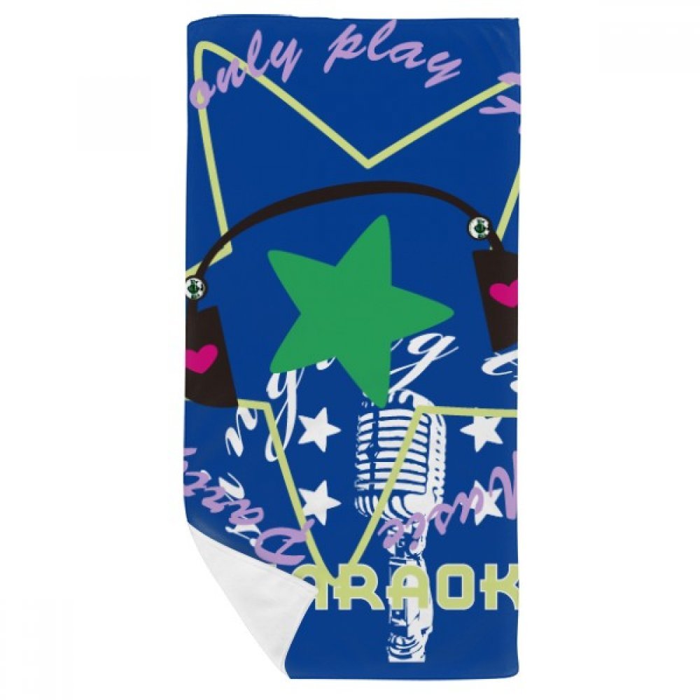 Serviette de bain musique étoile verte 35x70cm idéale pour sport et yoga