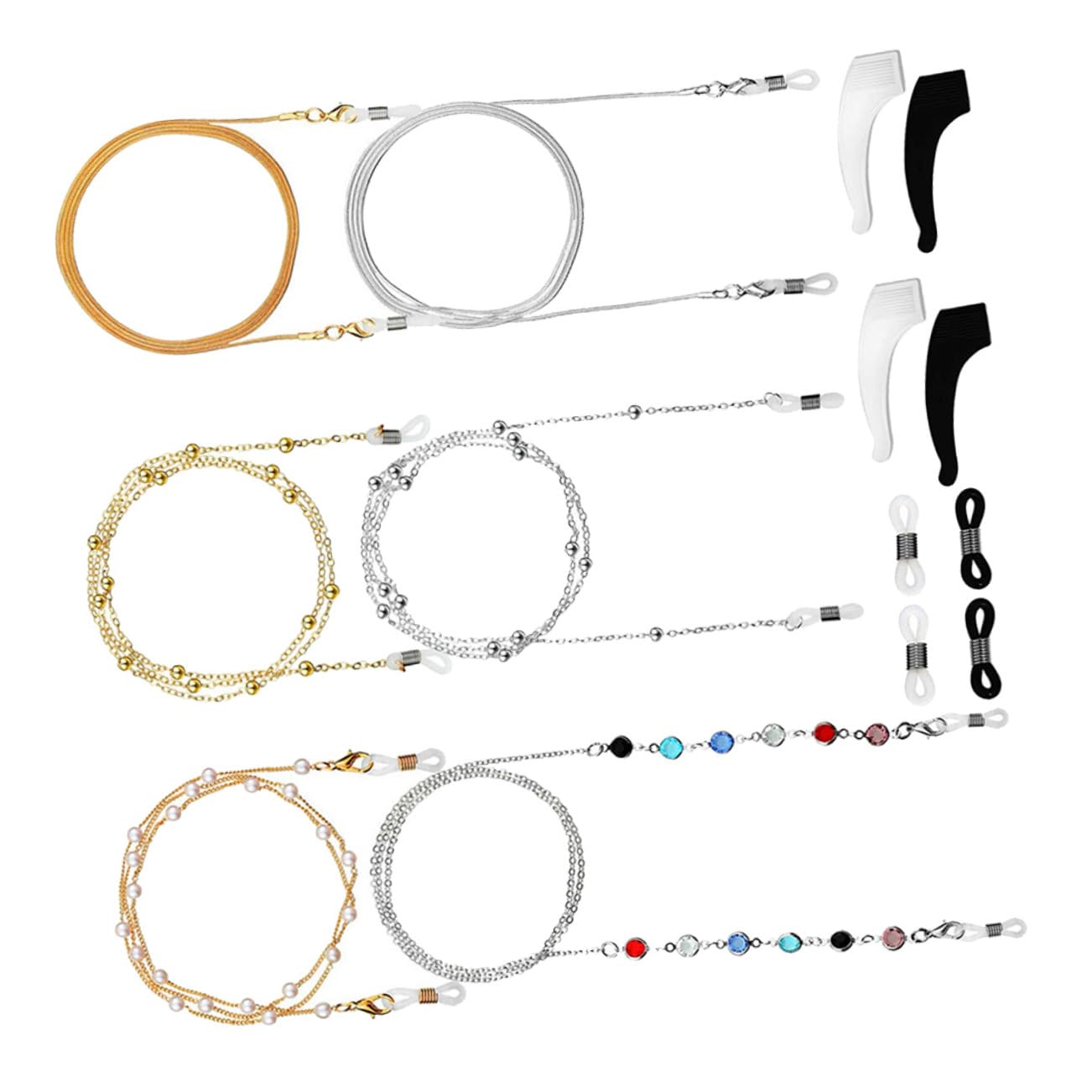 3juegos Cadenas Para Gafas Cuentas Antideslizante Para Estilo y Fiesta