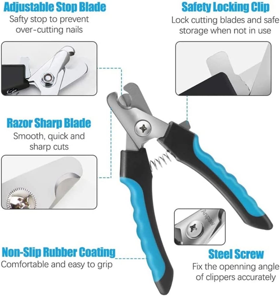 Professional Pet Nail Clipper with Safety Guard Stainless Steel Scissors Cats Dog Claw Care