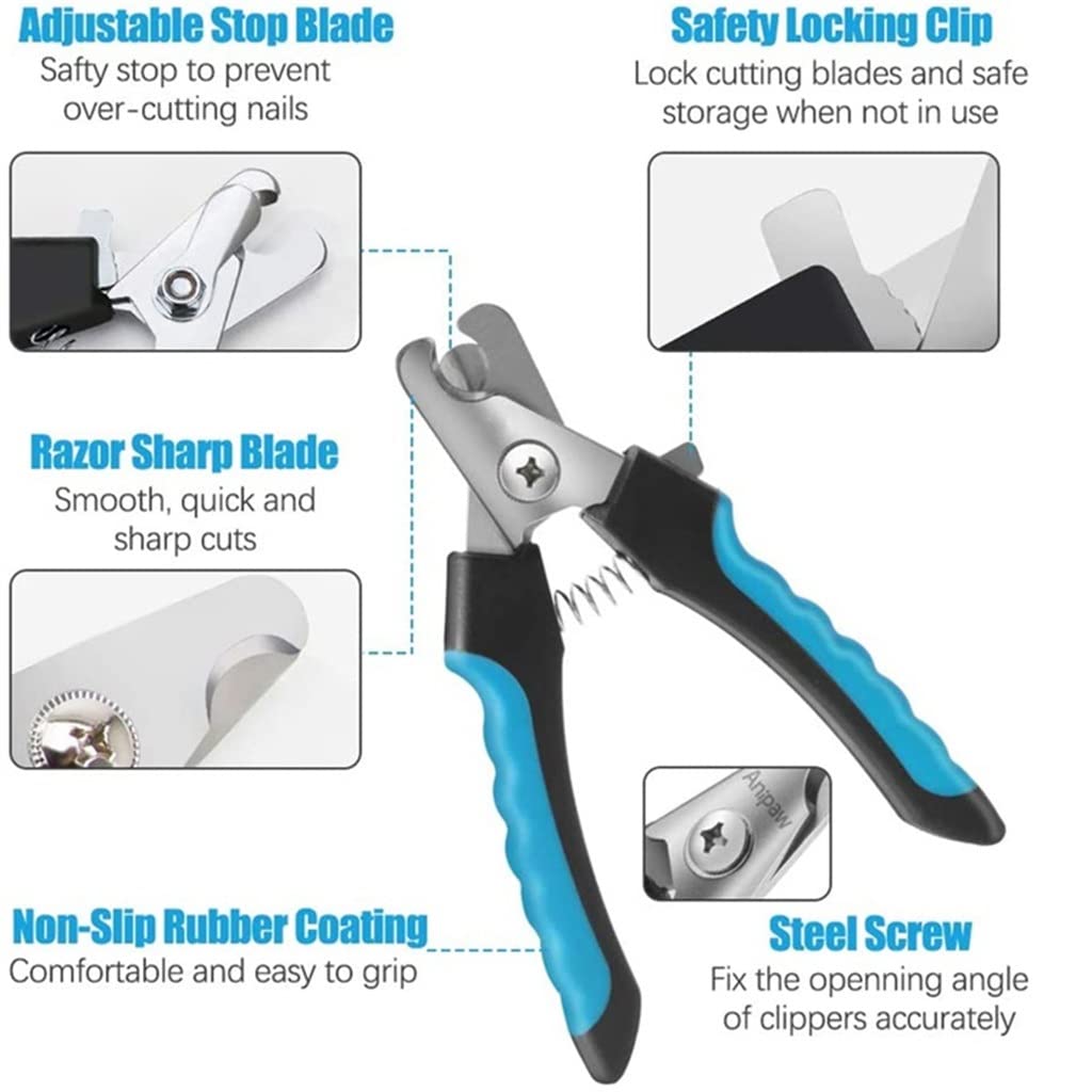 Cortaúñas Profesional for Mascotas con Protector de Seguridad, Tijeras de Acero Inoxidable, Cuidado de Garras de Perros y Gatos