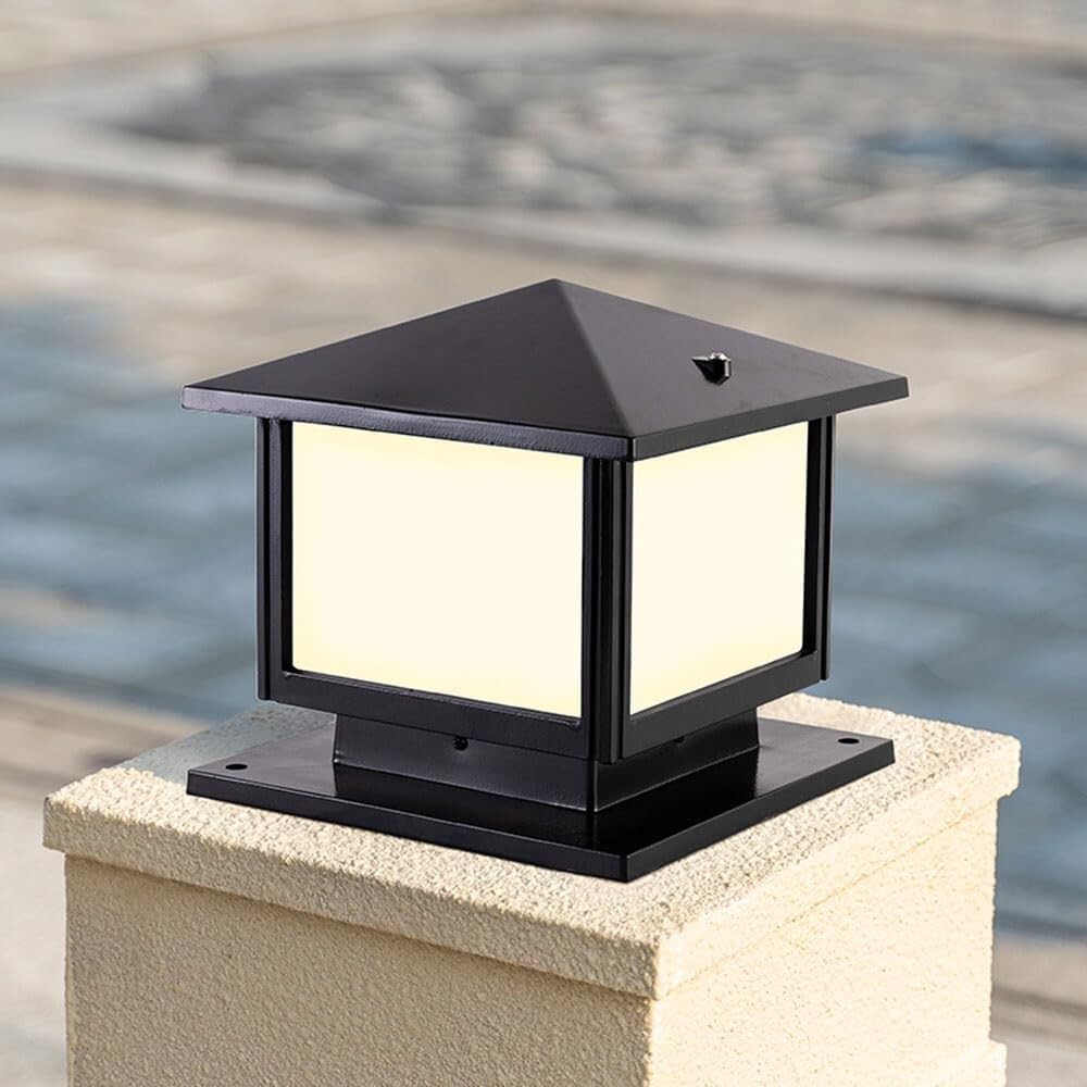 Luz de Poste Exterior Moderno, Lámpara De Columna Cuadrada Para Exteriores, De Aluminio Y Acrílico, Para Patio, Jardín, Villa, E27, Resistente Al Agua, Para Vallas Luz de Trayectoria Exteriores(25*22c