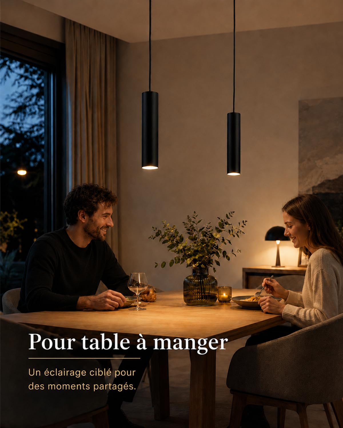ACMHNC Suspension luminaire GU10, luminaire suspendu Noir pour Cuisine | 10W 3000/4000/6000 K, Aluminium, Hauteur Réglable 120cm, Pour Chambre ou Comptoir, Ø6 x 30 cm