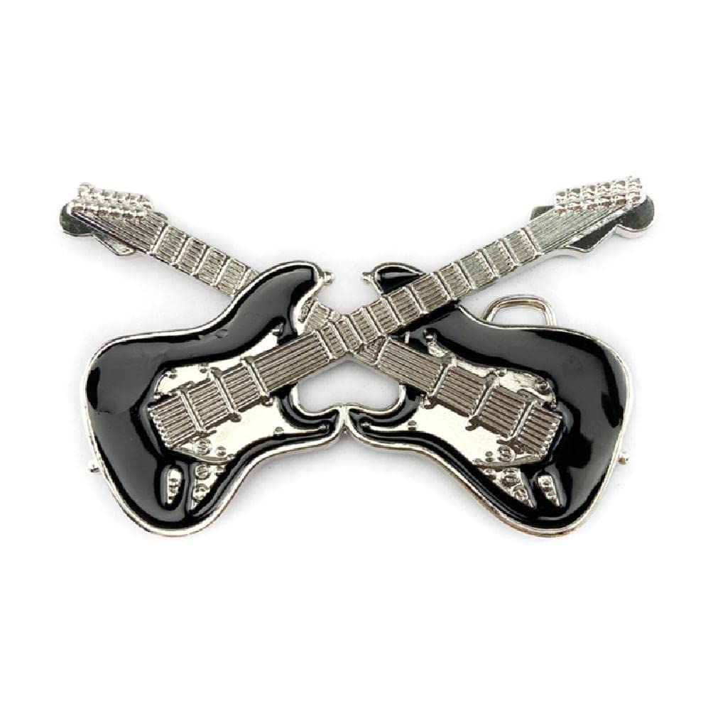 Huihuay Unisex Black Guitar Shape Belt Buckle Music Lover Clothing Accessories Musical Instrument Shape Belt Buckle For Adult Guitar Belt Buckles Men Metal Guitar Belt Buckle