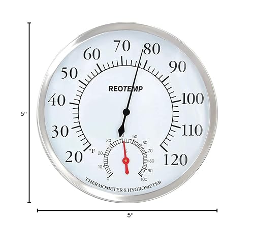 Miniatura 8 de REOTEMP Termómetro analógico de escritorio DTH5, higrómetro, esfera de 5 pulgadas, 20/120F, medidor de humedad relativa