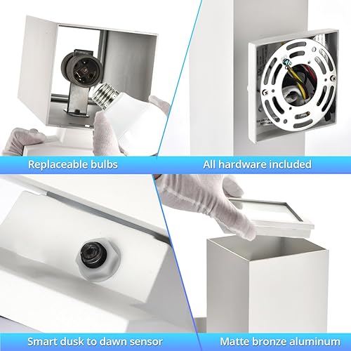 Miniatura 7 de wowlite Luces modernas para porche al aire libre, luces blancas para exteriores, luces de pared impermeables para exteriores, iluminación exterior