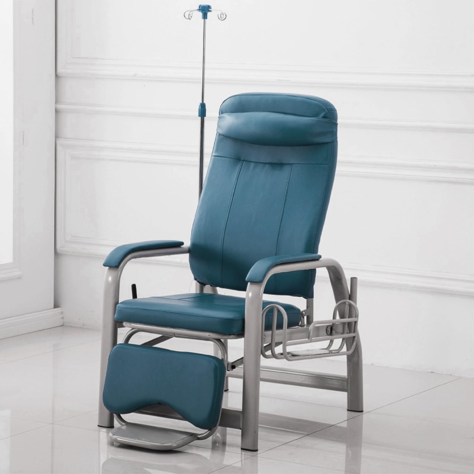 Verstellbare Empfangsstühle, Medizinischer Infusionssessel, Wartezimmerstuhl mit Infusionsständer, 150 KG Belastbarer Medizinische Liegestühle, für Krankenhäuser, Labore, Kliniken Green