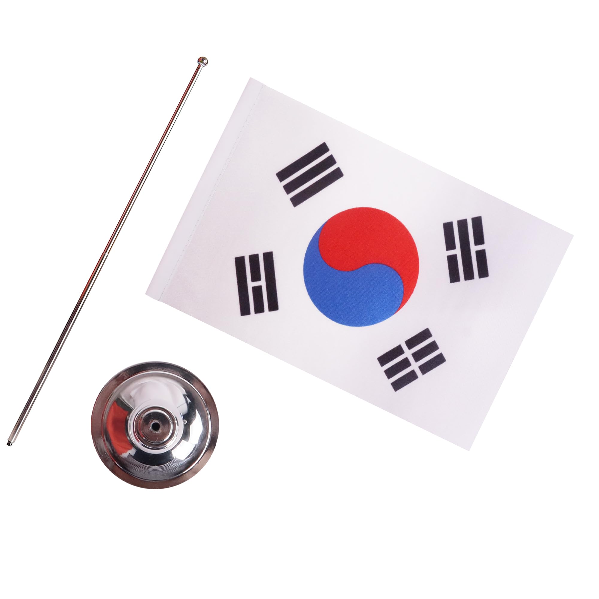 AZ FLAG Bandera de Mesa Corea del Sur 22x15 cm Surcoreana Satén Base Metal | Uso interior Bandera de escritorio 대한민국 acabado cosido y bordes reforzados con mástil y base metálica