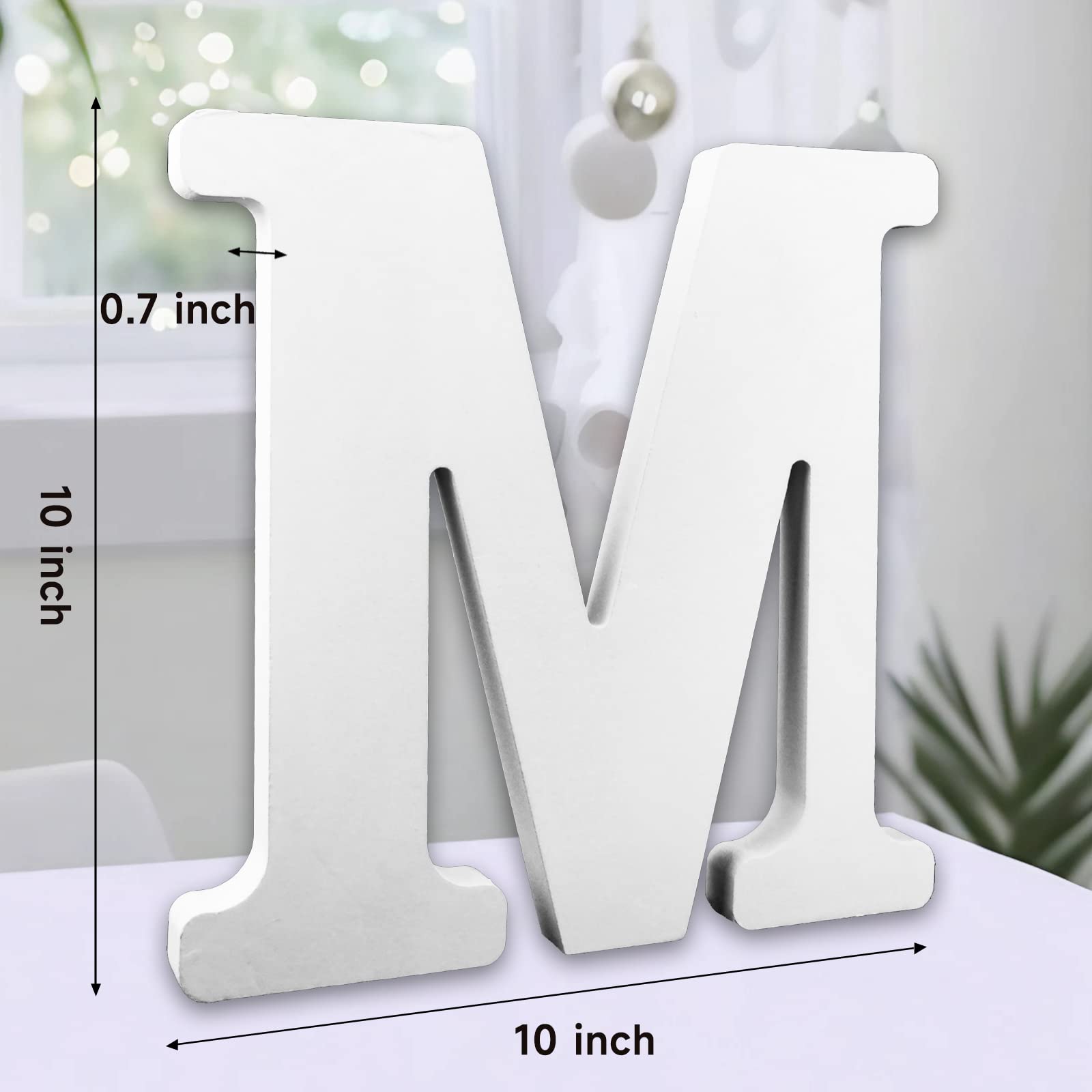 AOCEAN 25 cm, białe duże drewniane litery, niedokończone drewniane litery do dekoracji ścian, dekoracyjne litery stojące, plasterki, znak, dekoracja do rękodzieła, projektów domowych (M)