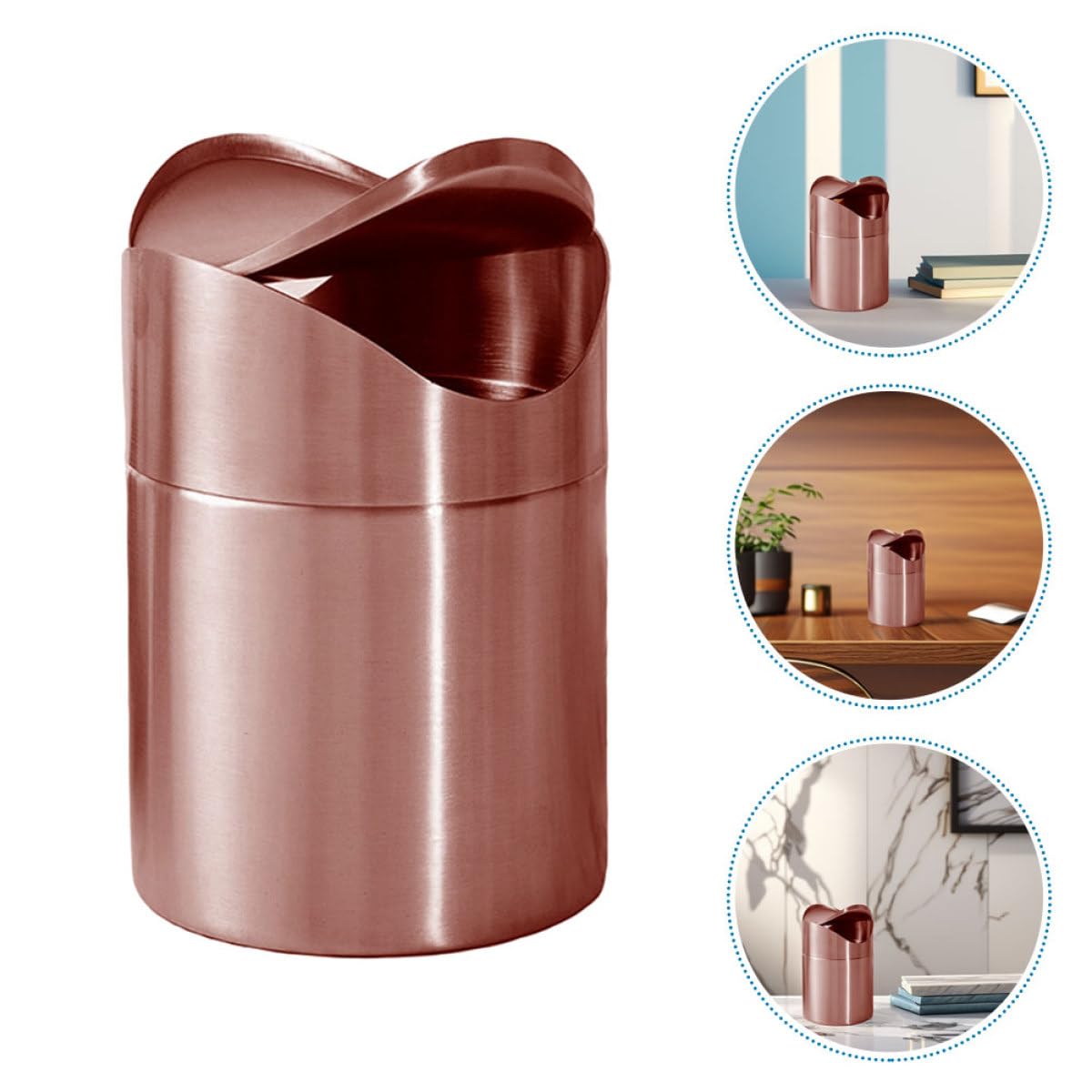 STOBAZA Mini Papelera Mantiene el Ambiente y de Escritorio de Acero Inoxidable con Tapa, Diseño Sofisticado y de Espacio para Oficina y Dormitorio