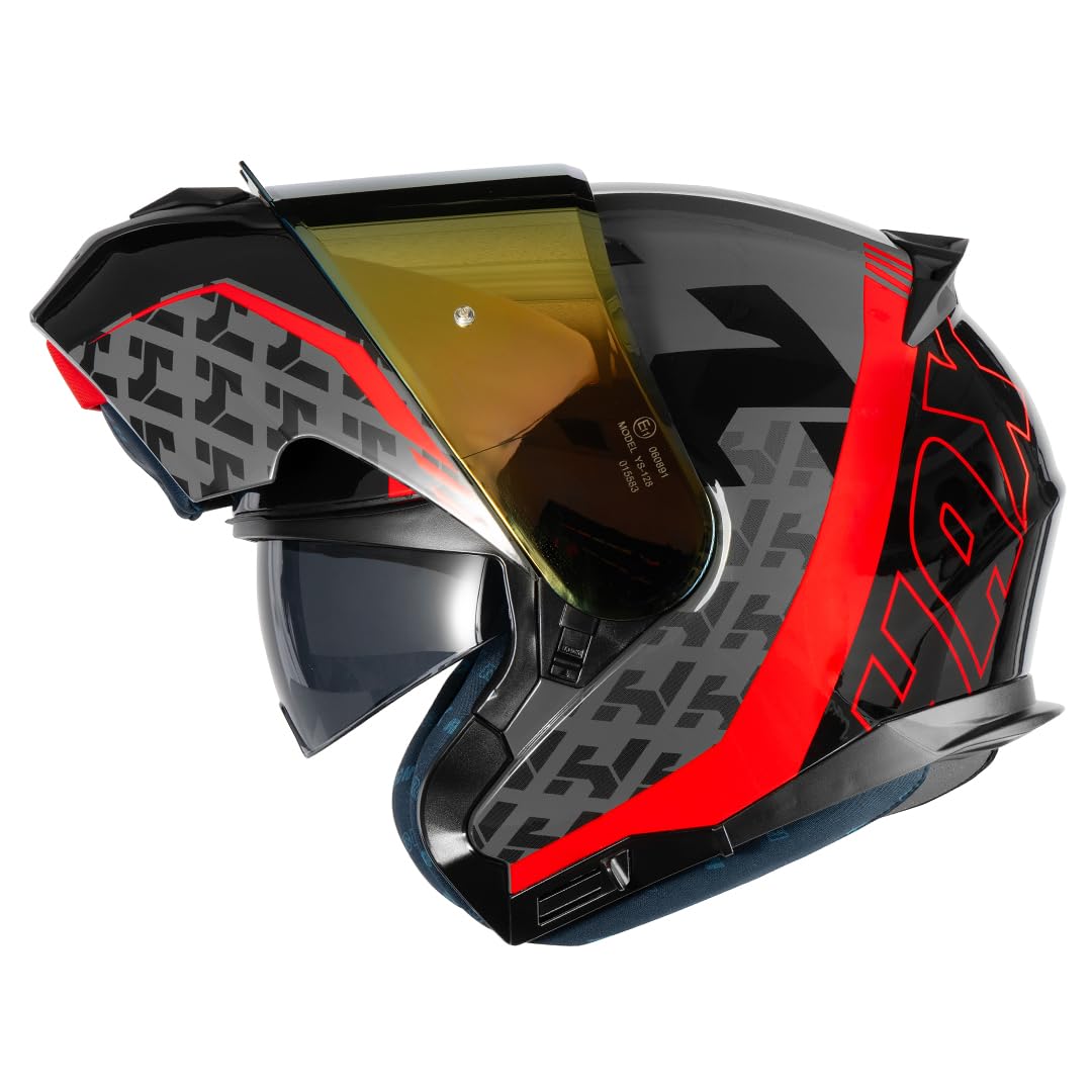 HAX Modular Flip-Up Dual Visor Motorcycle Helmet Adult DOT/ECE Approved