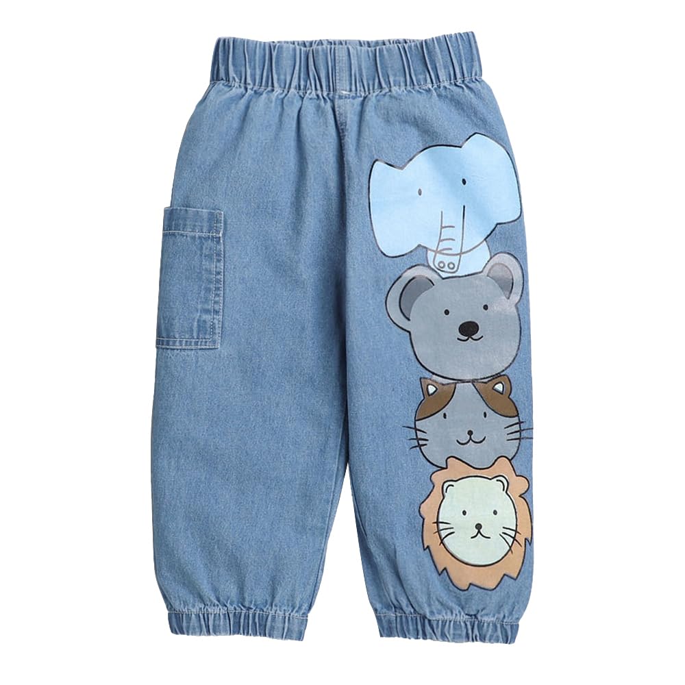 Boy's Regular Fit Mid Rise Animal Print Regular Jeans-image-3