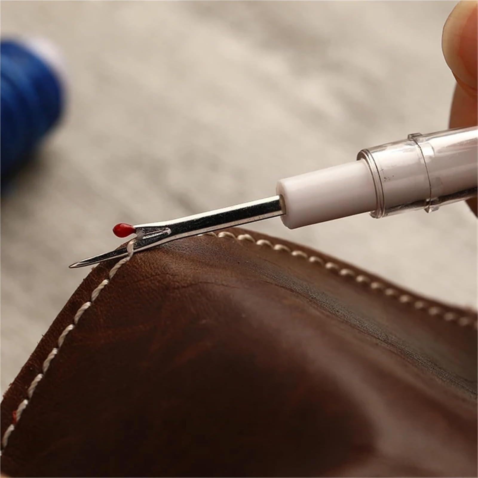 Kit de costura de cuero con agujas resistentes, hilos encerados y punzón para reparación de costuras a mano de tapicería, zapatos y bolsas, juego completo de herramientas para manualidades