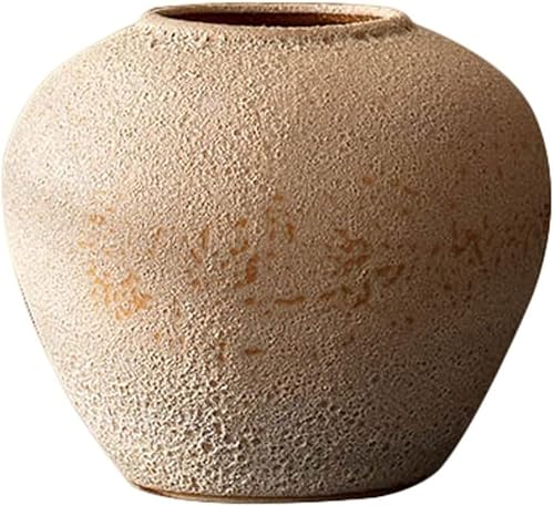 Bzgpmfud Grey Wolf Vase Desktop Floor-To-Ceiling Ceramic Vintage Nostalgic Handmade Rough Pottery Jar Living Room Hotel Ornament Decoration(Grey Wolf)