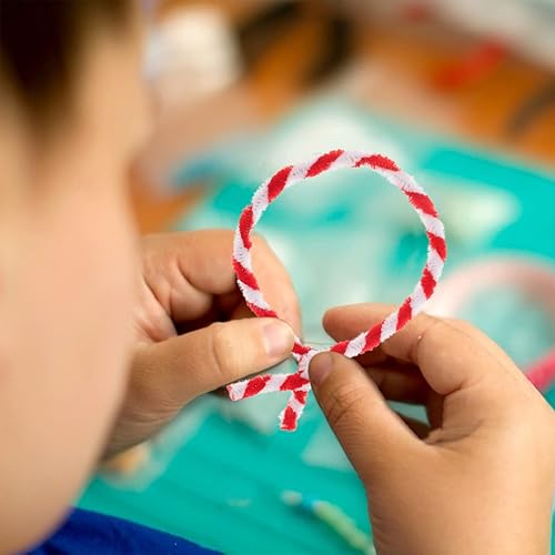 Miniatura 2 de VALICLUD Limpiadores de Navidad para manualidades, tallos de chenilla blanca y roja, a granel, decoración de manualidades, 50 unidades