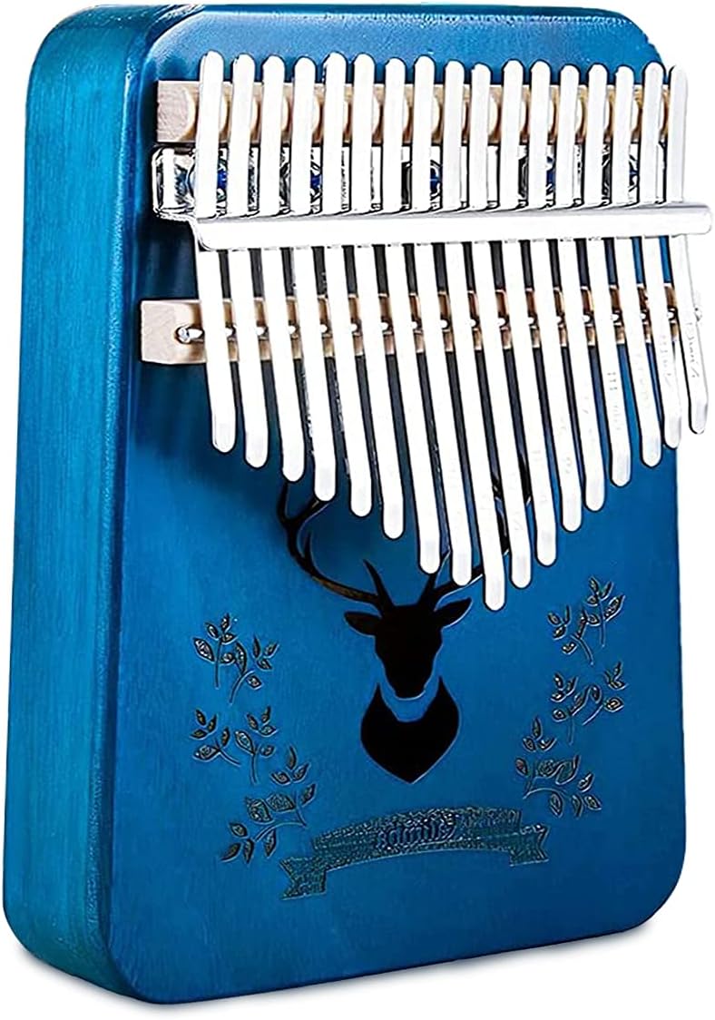 ELEPHANTBOAT® Blue Deer Kalimba, Mbira Thumb Piano Kalimba Musical Instrument with Learning Book, Tune Hammer,Cloth Bag, Sticker, Bilingual Instruction,Finger Covers,Christmas Gifts for Woman and Kids