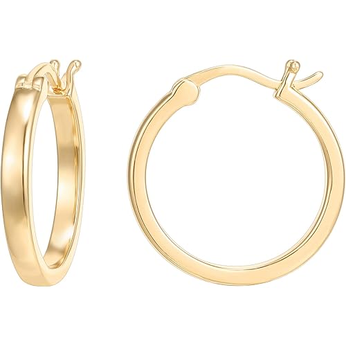 PAVOI 14K Gold Plated 925 Sterling Silver Post Lightweight Hoops | 20mm - 30mm Earring | Gold Hoop Earrings for Women