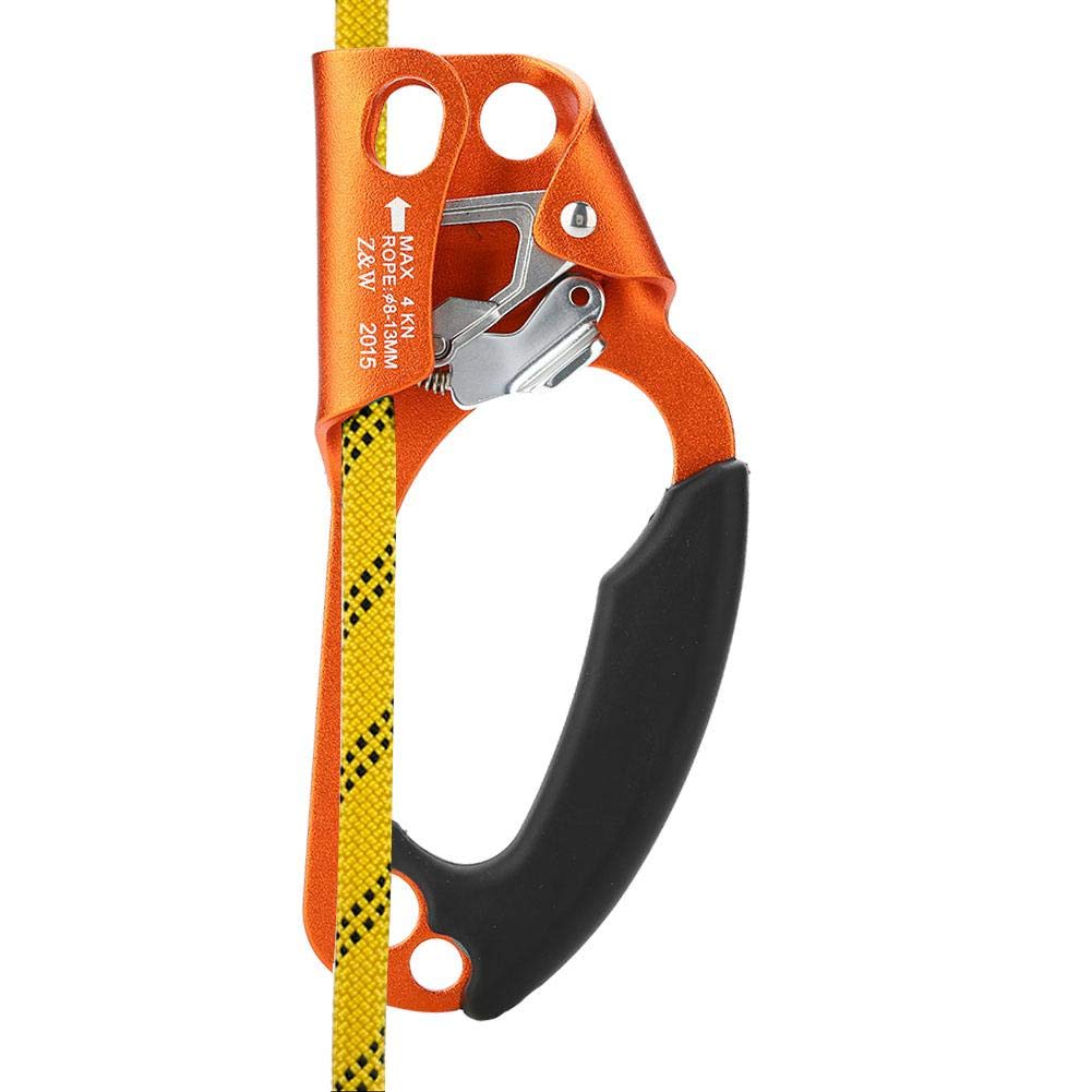 Tbest Handsteigklemme Ascender Seilklemme Klettern Rechte Hand Ascender Kletterhand Klettergriff rechts für 8mm-13mm Seil rechtshändige Kletterausrüstung-grün/orange/grau