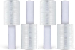 Stretch Wrap Roll with Handle (4 Pack) 5” x 1000Ft – 80 Gauge – Heavy Duty Plastic Shrink Wrap Roll with Paper Handles for Pallet Wrap Film - Plastic Wrap for Moving Supplies
