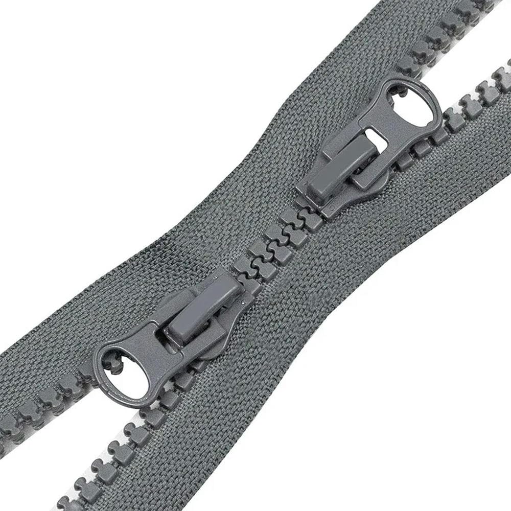 Zippers for sewing80/90/100cm 8# Resin Zipper Double Sliders Bag Pocket Open-End Zips Repair Kit DIY Sewing Garment Accessories(Gray,80cm)