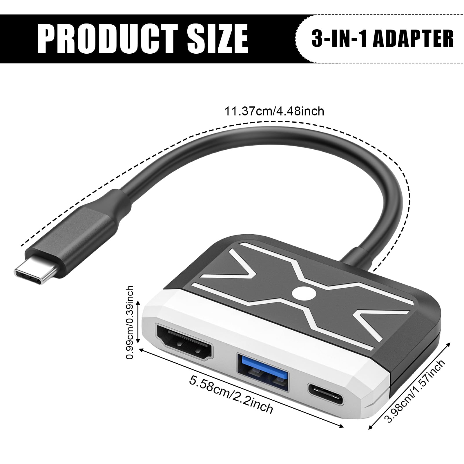 Station d'accueil Switch pour Nintendo Switch OLED, station d'accueil portable, adaptateur TV 3 en 1 avec HDMI 4K, port USB 3.0, charge de type C 100 W PD compatible avec Nintendo Switch/Switch OLED