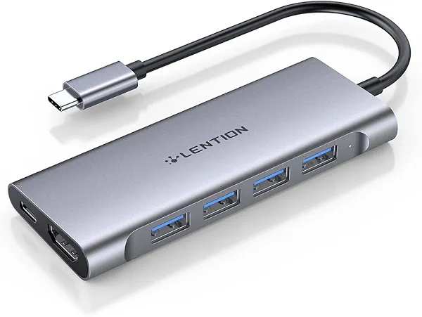 LENTION USB-C Multi-Port Hub with 4K HDMI Output, 100W PD, 4 USB 3.0 5Gbps Compatible 2024-2016 MacBook Pro, New Mac Air & Surface, Chromebook, iPhone 15, More, Stable Driver Adapter (C35, S