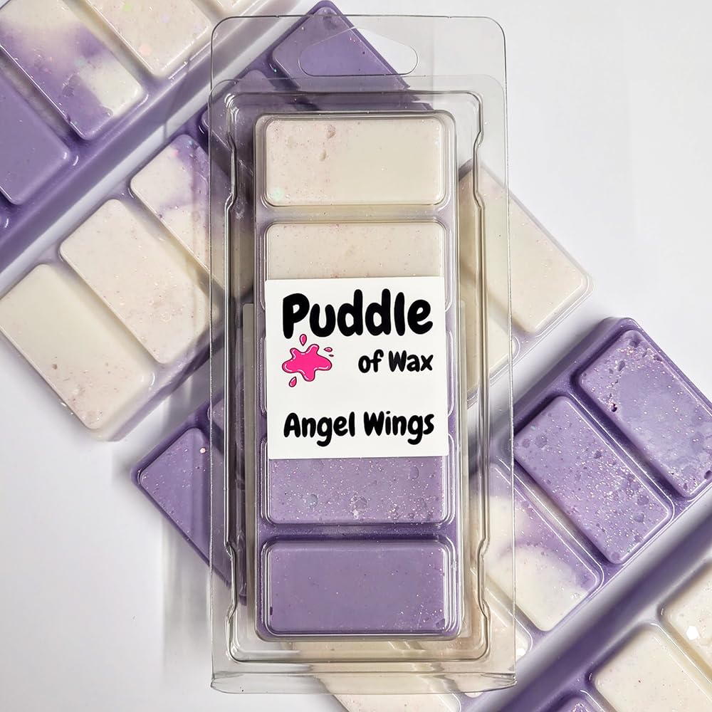 Puddle of Wax - Angel Wings Soy Wax Melt Snap Bar - 50g - Calm & Relaxing Scent - Vegan Friendly - Made in the UK