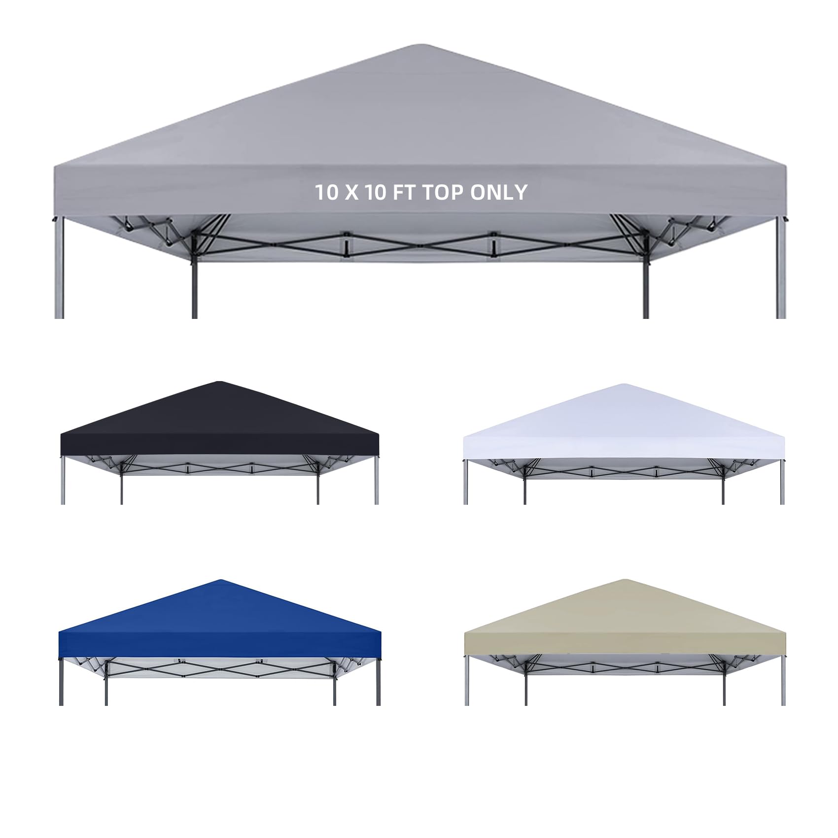 10x10 Canopy Replacement Top Only,Waterproof Pop Up Canopy Tent Top Replacement Cover Roof with Windproof Ropes for Straight Leg Frame, 420D Polyester for Outdoor Garden Pavilion Sun Shade(Gray) — image 1