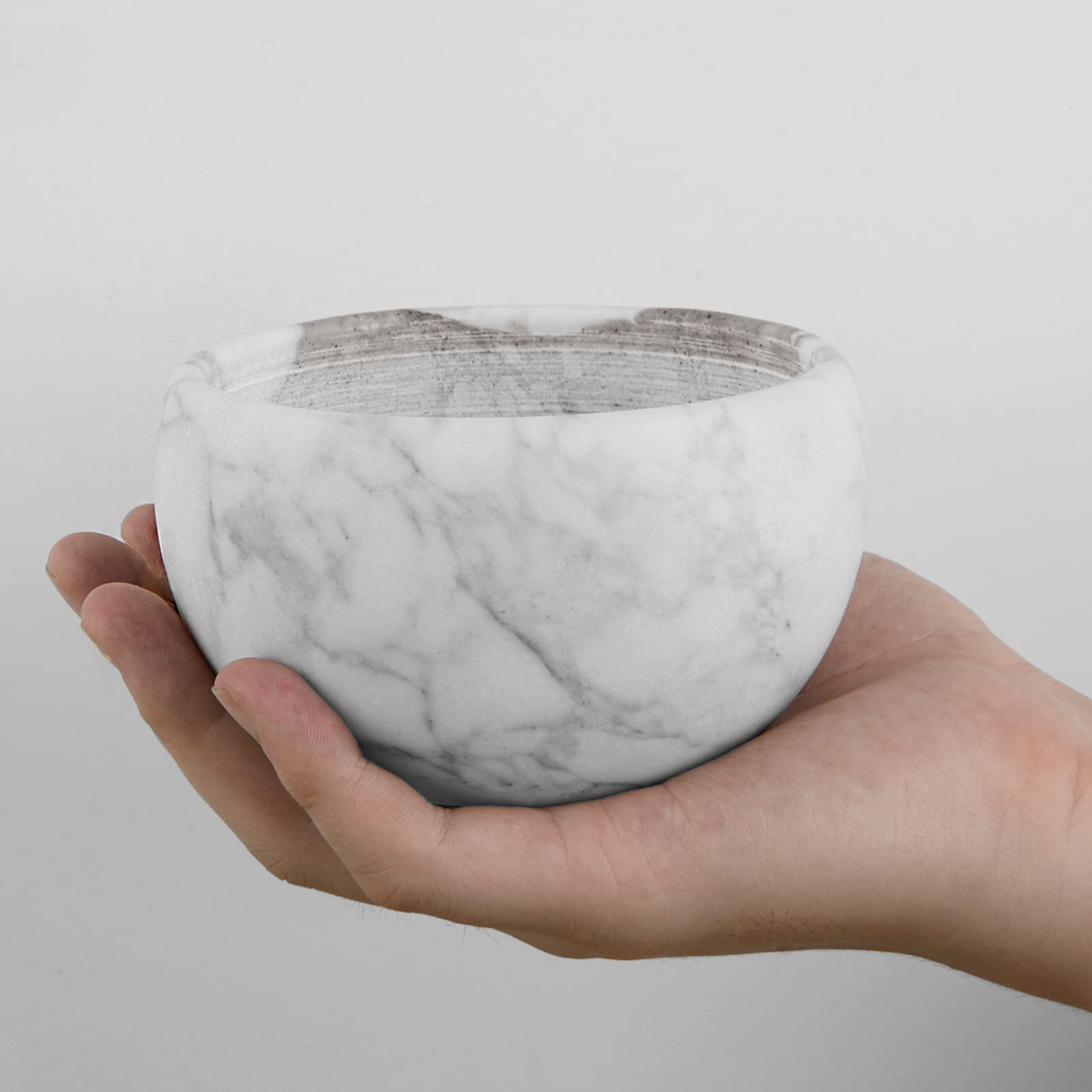 Linkidea Ciotola da barba in marmo, tazza per sapone da barba, tazza per uomo, bocca larga, barbiere, barba, rasoio, crema da barba
