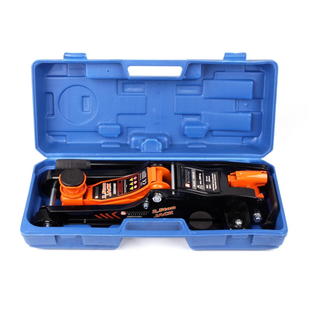 Springer 2,5T Rangierwagenheber KRW 25 – Hydraulischer Wagenheber – 80–360 mm Hubhöhe, inkl. SUV-Adapter, 2 Gummiteller, Koffer & Handschuhe – Autoheber & Werkzeuge für tiefergelegte Fahrzeuge & SUV