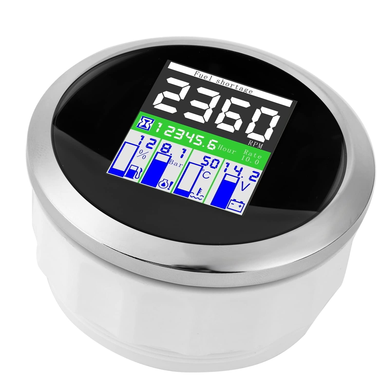 Medidor multifunción Torvex, tacómetro de 85 mm, medidor de RPM, temperatura, presión de aceite, instrumento de nivel de para coche, motocicleta fueraborda (esfera negra)