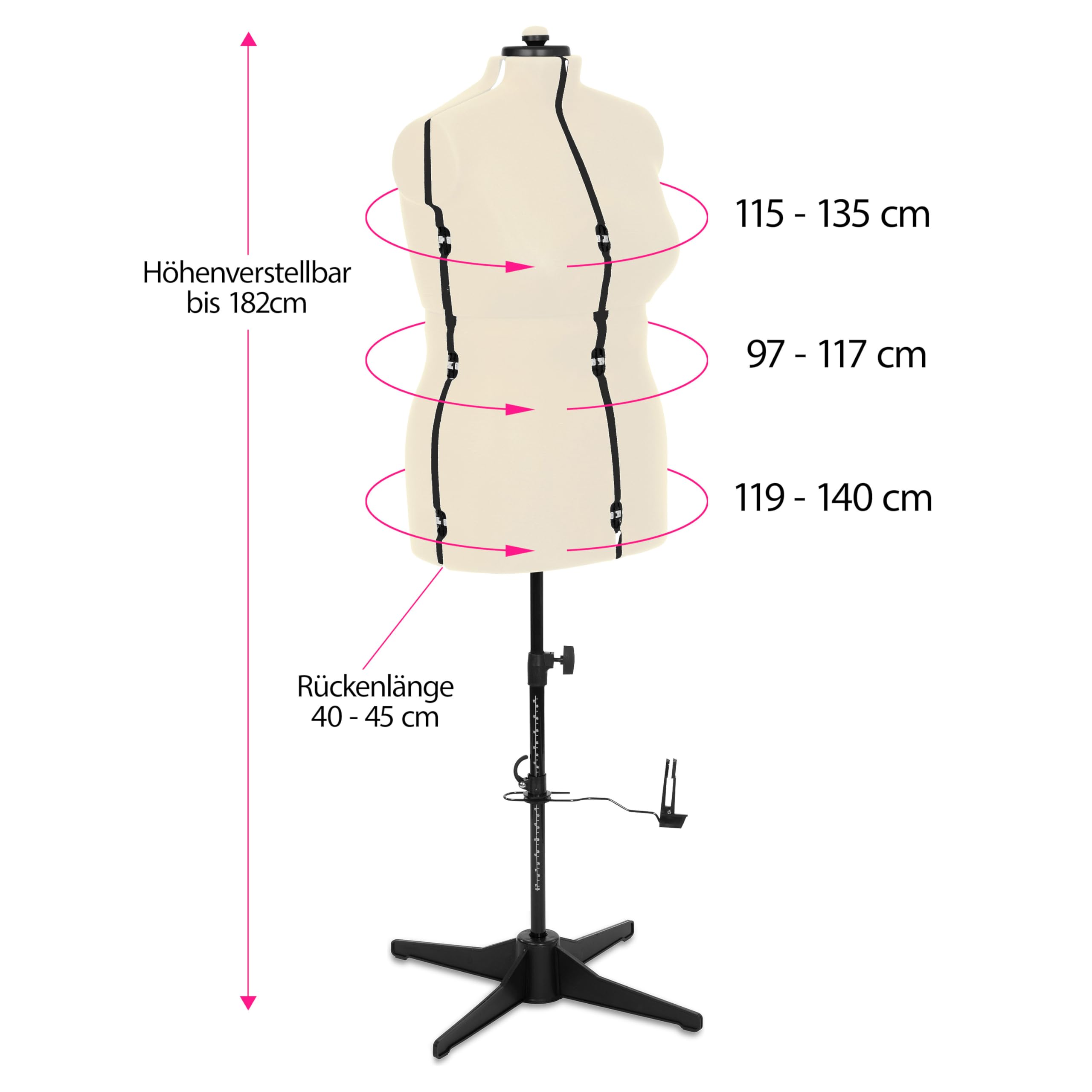 Schneiderpuppe Supa Fit Damen Gr. L (46-52), weiblicher Torso, Büste, verstellbare Drehregler, individuelle Anpassung an Hals, Taille, Brust, Hüfte