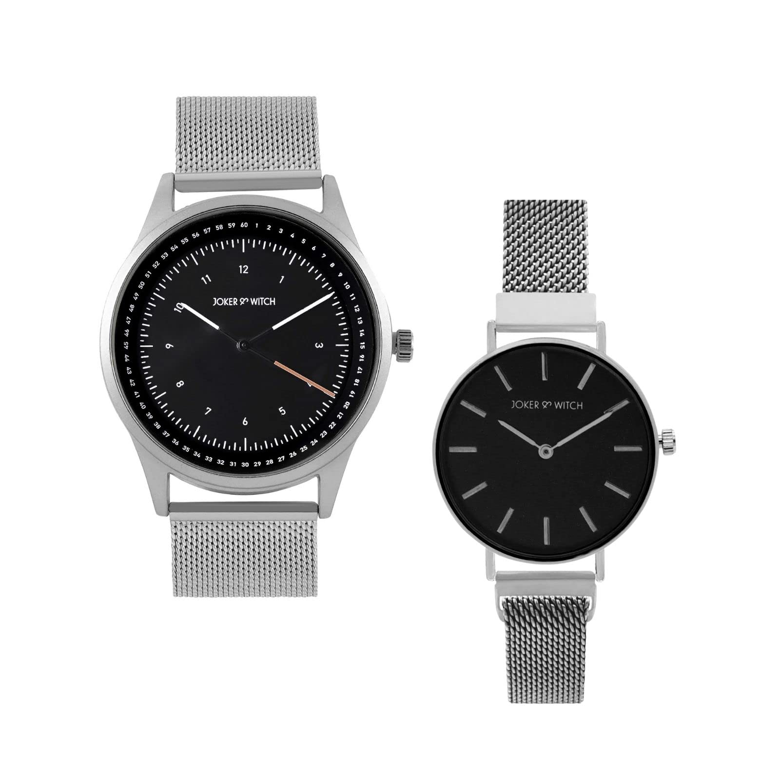 Joker & Witch Stainless Steel Carmen & George Couple Analogue Watches, Black Dial, Silver Band (B0BVB5DTHV) Amazon Price History, Amazon Price Tracker