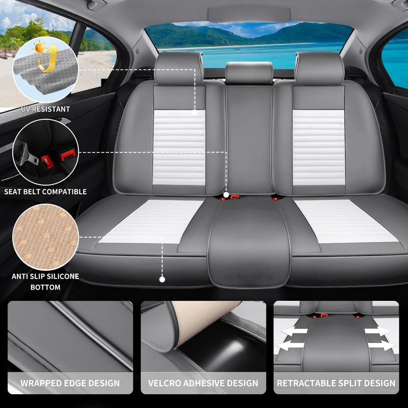 Image of Seat Covers Full Set Fit for Chevy /Chevrolet Spark 2012-2022, Grey&White