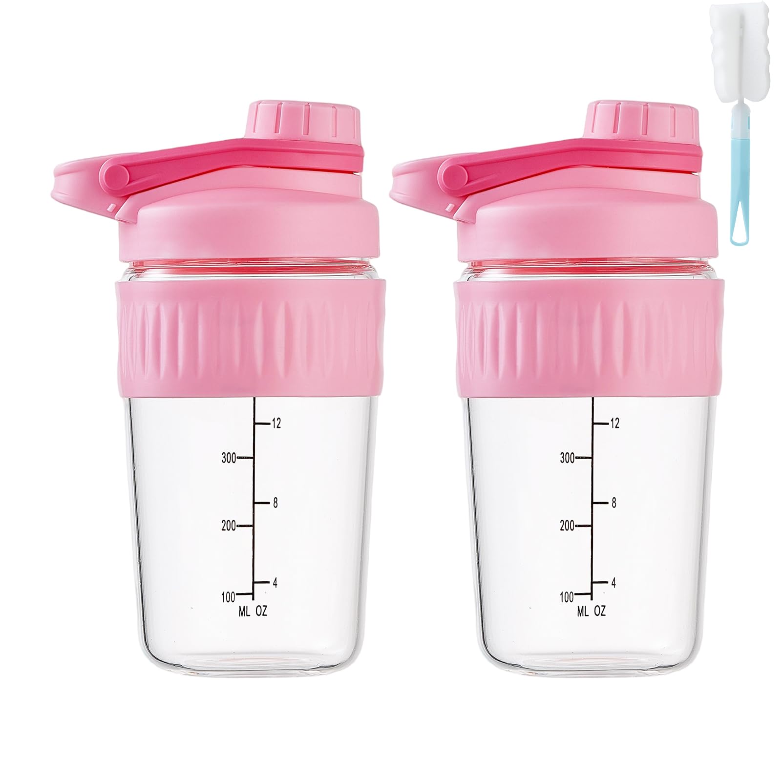 16oz Glass Shaker Bottle for Protein, Small Borosilicate Glass Protein Powder Leak-Proof Shaker Cup Mixes with 304 Blending Ball(16oz,Black) — view 12