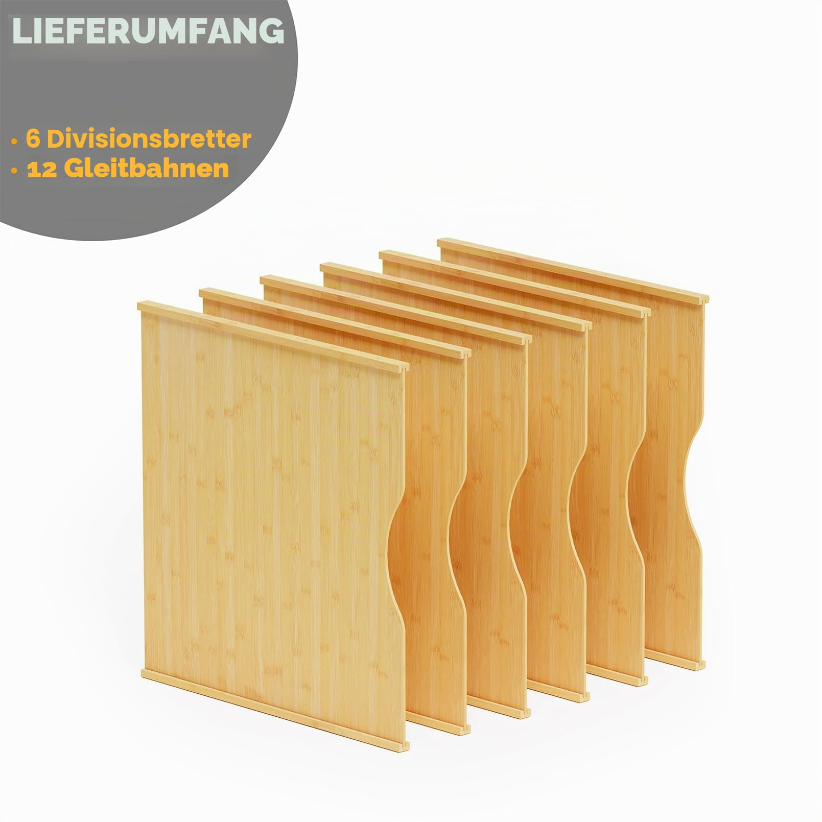 SpaceAid Trennwände für Schränke, Bambus, Küche, Kekse, Backblech, Organizer für Schrank, vertikale Pfannen und Tabletts, Organizer für Speisekammer, 6 Stück