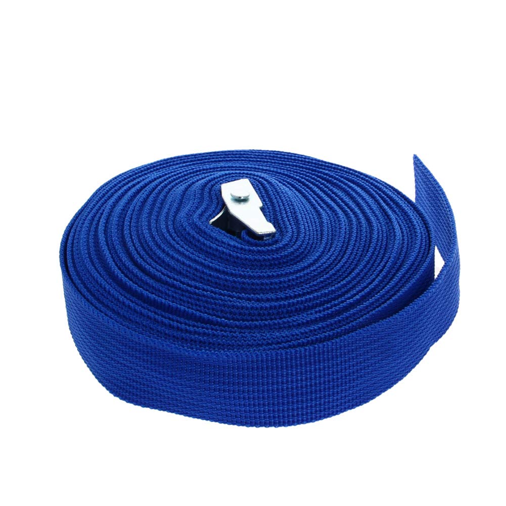 MroMax Paski mocujące premium z mocną klamrą krzywkową 2,5 cm x 10 m długości, pasek do wiązania dla przewoźników, poruszających się kajaków, bagażników dachowych, świetne akcesoria, pasek z grzechotką, niebieski morski