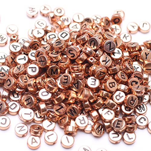 HERZWILD 1000pcs Rose Gold Letter Beads, Metal Craft Beads A-Z for Jewellery Crafts (Black/Rose Gold), Black Rose Gold, 7.0 mm - Image 4