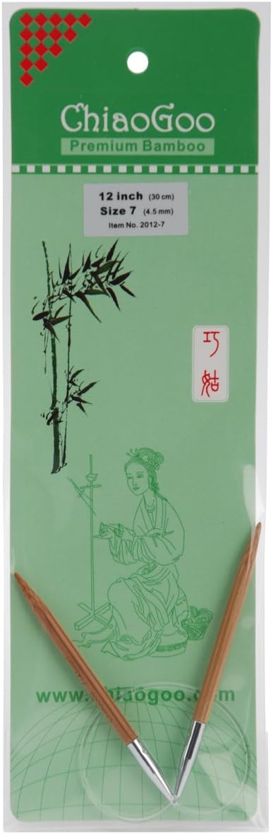 ChiaoGoo Bamboo Circular 12" Knitting Needles: Size 7