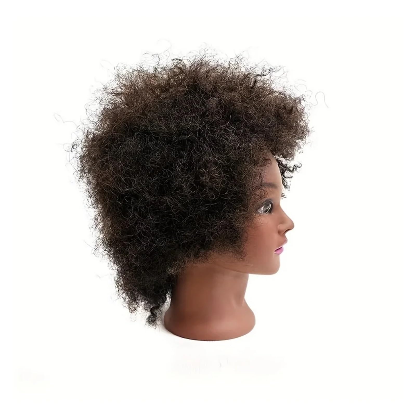 African mannequin head with 100% human hair, curly beauty with display stand practice braiding styling
