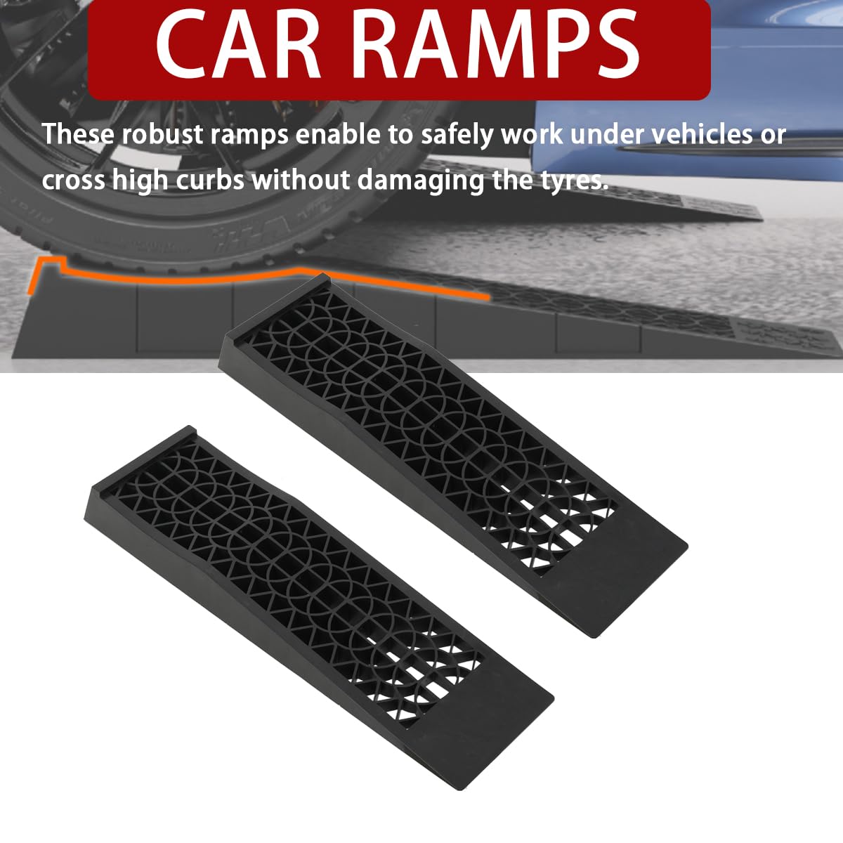 2 rampas 5T para remolque de coche, rampa de mantenimiento de coche de alto rendimiento, plástico superestable, rampas de elevación, cuñas, rampas de plástico, garajes de plástico, rampas de