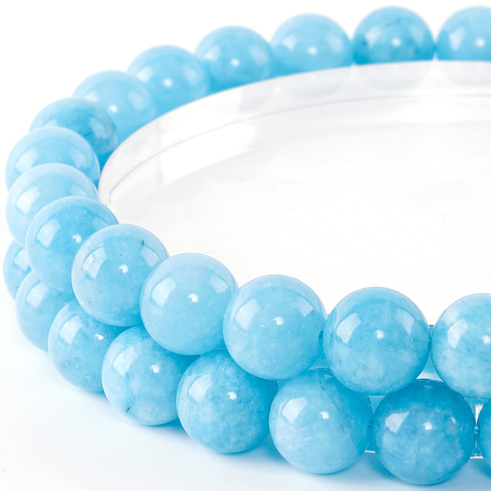 Natural Blue Jade Chalcedony Round Beads 10mm 35Pcs for DIY Jewelry Making