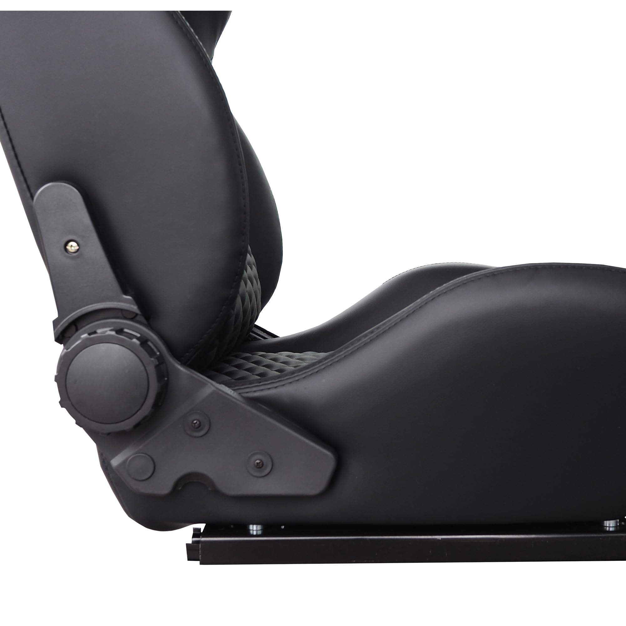 Simoni Racing SRS/15 Siège Sportif Reclinable en Cuir Noir, Universel - Levier de réglage à Droite et à Gauche