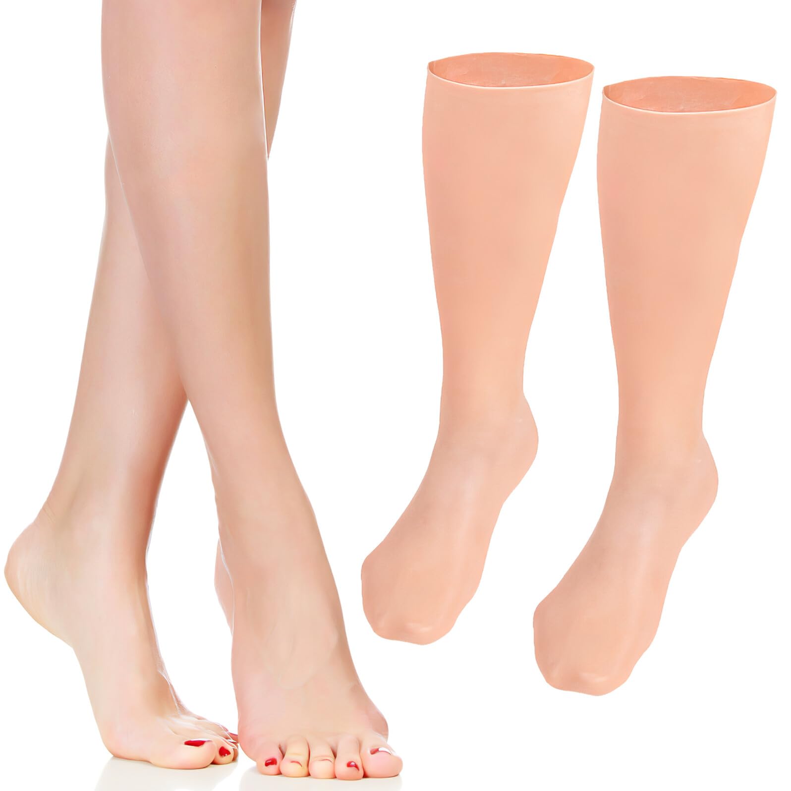 Calzini Idratanti per Piedi Sebs Lunghi per Cura dei Piedi | 1 Paio, Colore Khaki, Elasticità Confortevole, per Piedi e Polpaccio, Uso in Inverno Secco