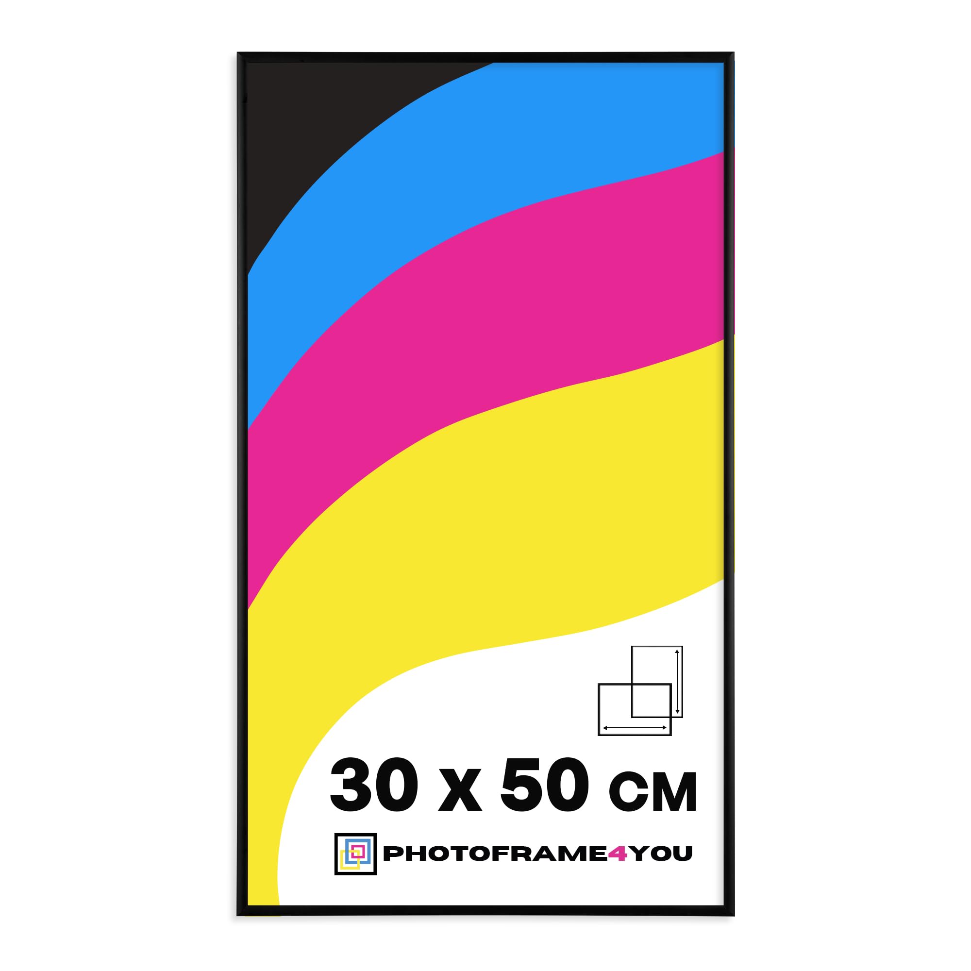 Photoframe4you - 30x50 cm Picture Frame Black - Aluminium Photo Frame with Shatterproof Acrylic Glass - 11,8x19,7 inches Wall Hanging for Posters & Certificates in Living Room, Bedroom Tacoma