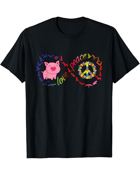 Love Peace & Pigs Cute Pig Lover Funny Love Pigs Hippie Gift T-Shirt
