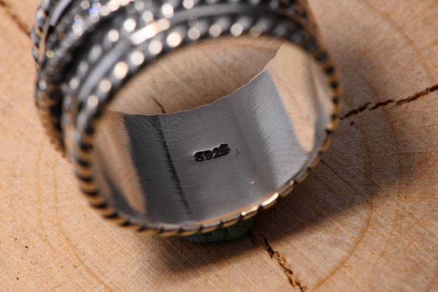 Anello Retrò in Argento Sterling 925 Coreano Fatto Vecchio Anello in Argento Sterling Maschile Retrò Tailandese con Motivo Intrecciato con Zircone1, 65mm